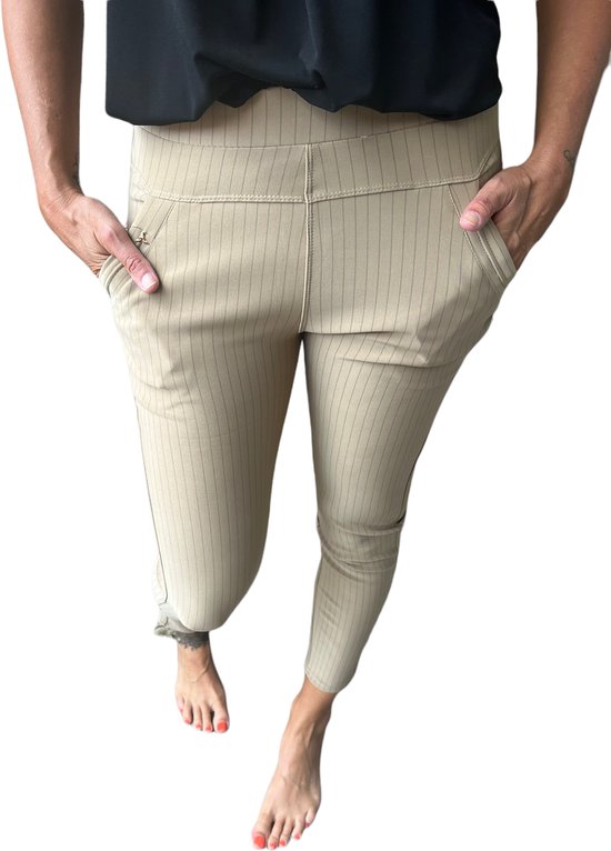 Pantalon Yu&me legging fines rayures beige taille L XL