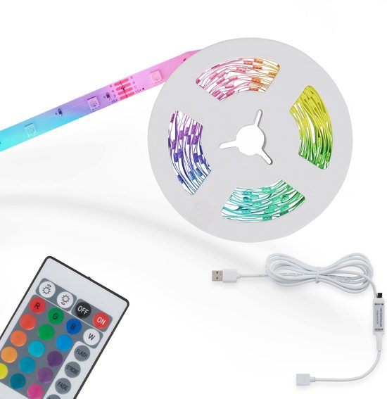 Briloner Leuchten USB - Bandes LED - 2308150 - couleurs RGB - modes d'éclairage - raccourcissable - télécommande incluse - 500 x 10 cm (Lxl)