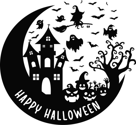 LBM happy Halloween - autocollant de fenêtre réutilisable - noir