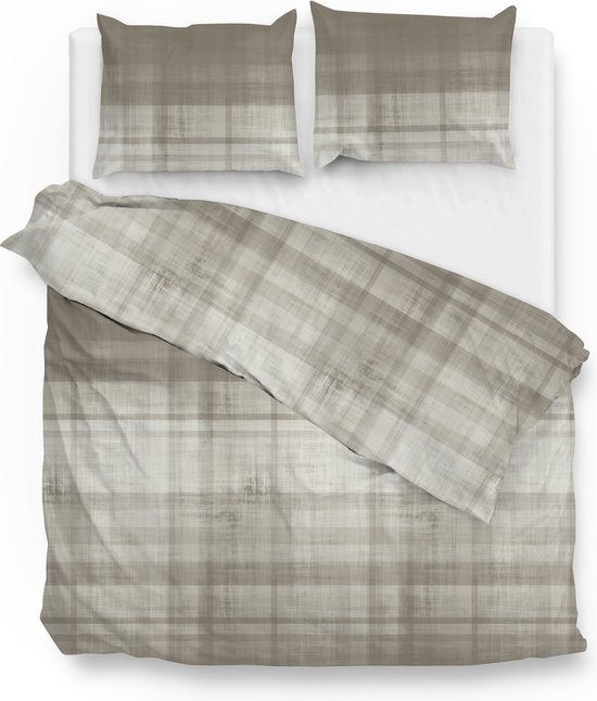 Zo!Home Marley Dekbedovertrek- Flanel - Tweepersoons - 200x200/220 cm - rock taupe