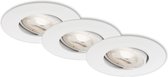 Briloner Leuchten Inbouwspots - 3 stuks - Dimbaar - LED - 5W - lichtkleur: warm wit - Ø90mm - Wit