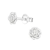 Joy|S - Zilveren roos oorbellen - 6 mm - roosje oorknoppen