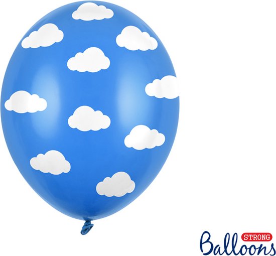 PartyDeco Ballonnen Wolken Blauw pk/6