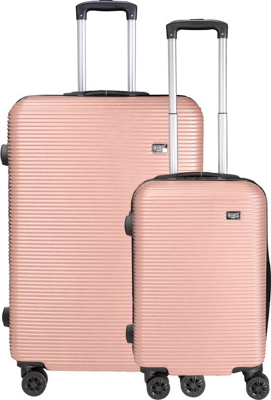 Handbagage koffer Duo 2 delige Kofferset - Reiskoffer - TSA slot- Anti-diefstal - Roze