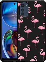 Motorola Moto E32s Hoesje Zwart Flamingo - Designed by Cazy