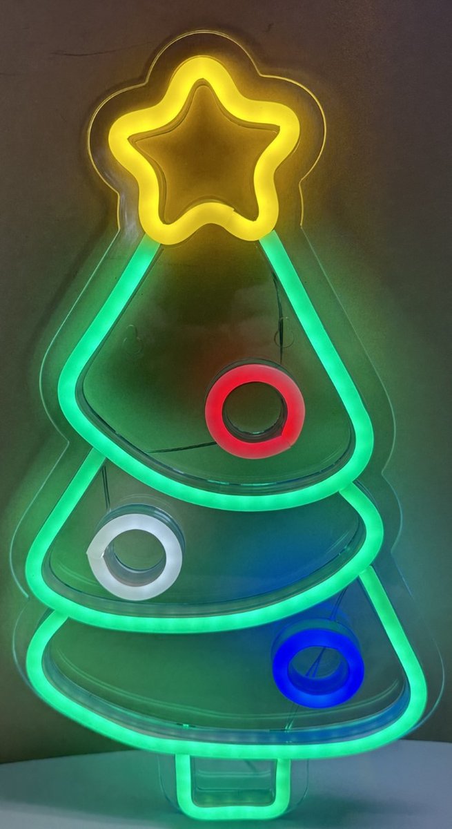 LED Kerstboom neonlicht - multi colour neon licht - hoogte 40 x 22.5 x 2 cm - Wandlamp - Sfeerlamp - Decoratieve verlichting - Woonaccessoires