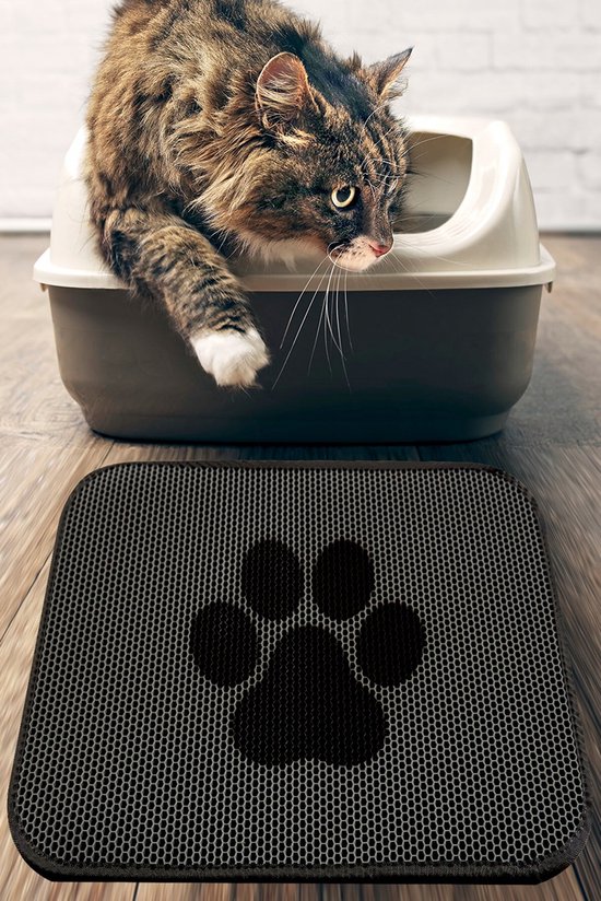 Opvouwbare Kattenbakmat, 60 X 45 Cm, Kattenbak, Waterdicht, Niet Giftig Eva Dubbele Laag Honingraat Antislip Design Kattenbak Mat
