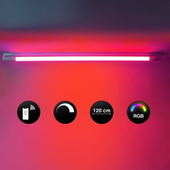 Slimme WiFi RGB LED TL Buis - 120cm - Incl. Armatuur - Gekleurd Licht - Regenboog Licht - App bediening - 18W - Duurzaam & Energiezuinig