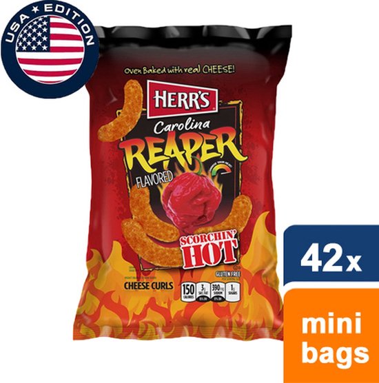 Herr's Carolina Reaper Cheese Curls 42x28g Amerikaans Chips