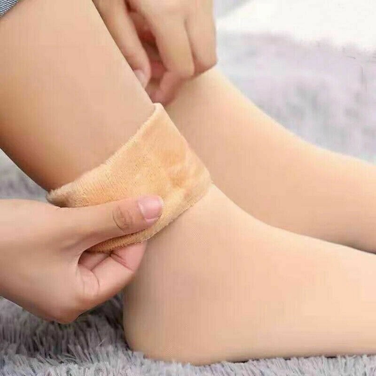 Sara Shop Warme Sokken Thermo Wintersokken gevoerde sokken voor de koudste dage- wintersokken dames One- – Unisex-Kerst cadeau & Sinterklaas cadeau Beige