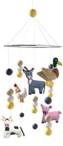 Mobiel Boerderijdieren - 21cm - Vilten Figuren - BeYoona - Fairtrade - Decoratie voor boven Bed, Box of als Babykamer Accessoire