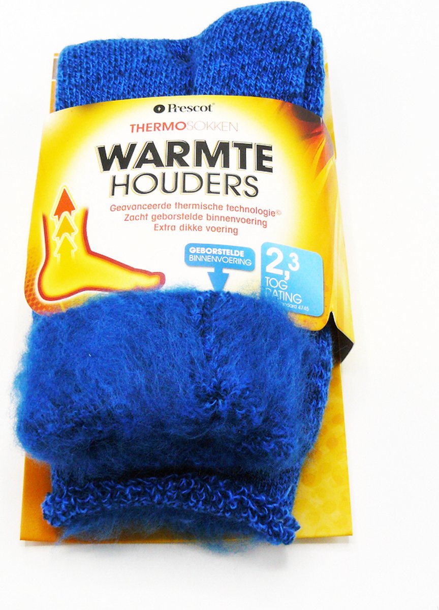 Doodadeals® Thermosokken – Warme Sokken – Voorkom Koude Voeten – Oneffen Felblauw – Maat 34/39 – 1 Paar