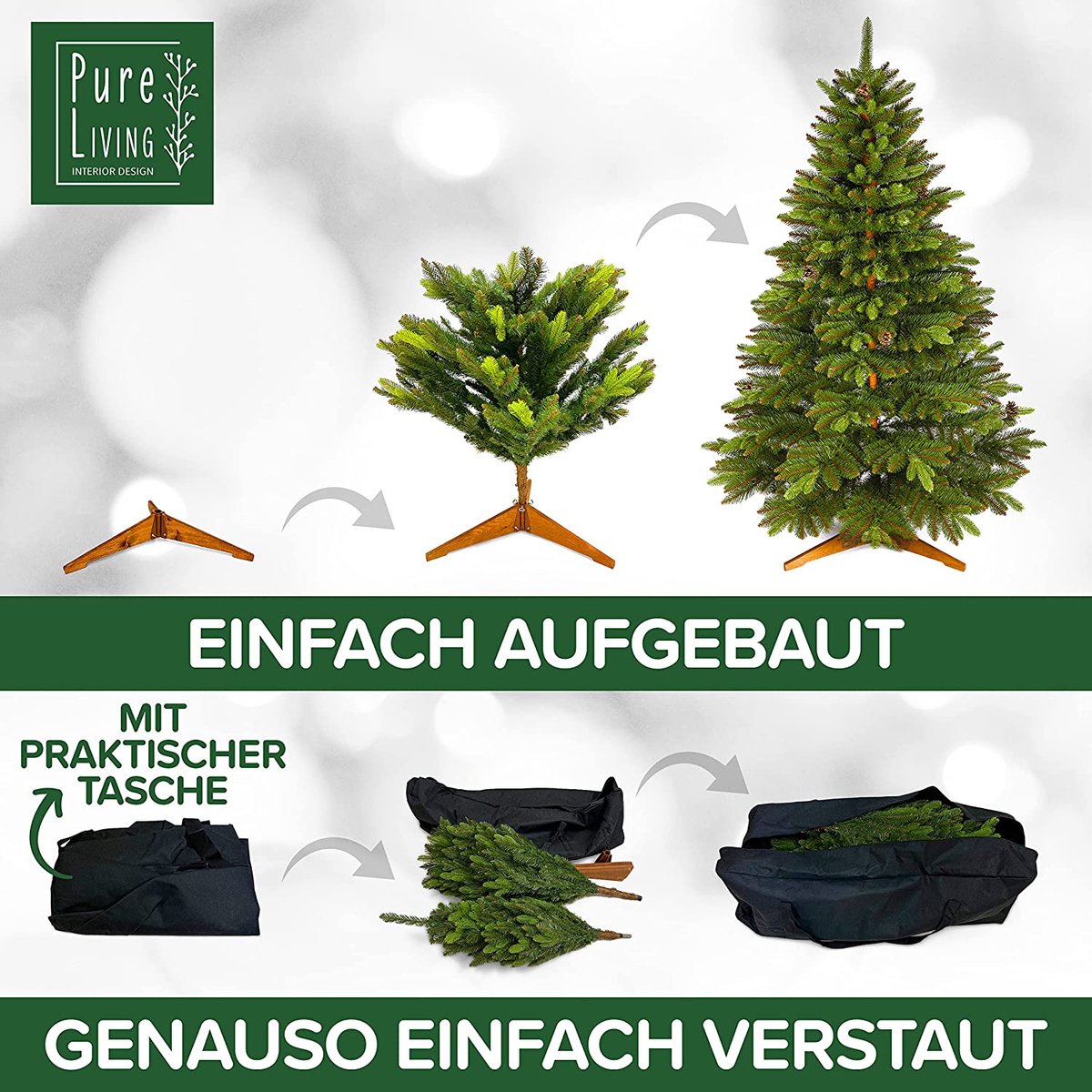 Sapin de Noël Artificiel - Qualité Premium - Sapin de Noël Réaliste - Durable ‎220 x  bol