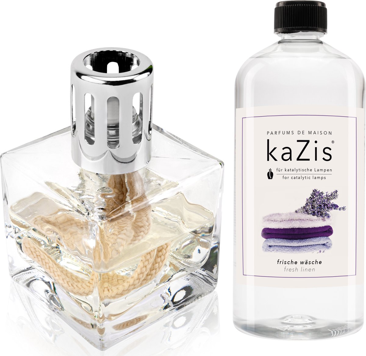 KAZIS® Cadeauset Geurbrander met 1 liter Fris Linnen huisparfum