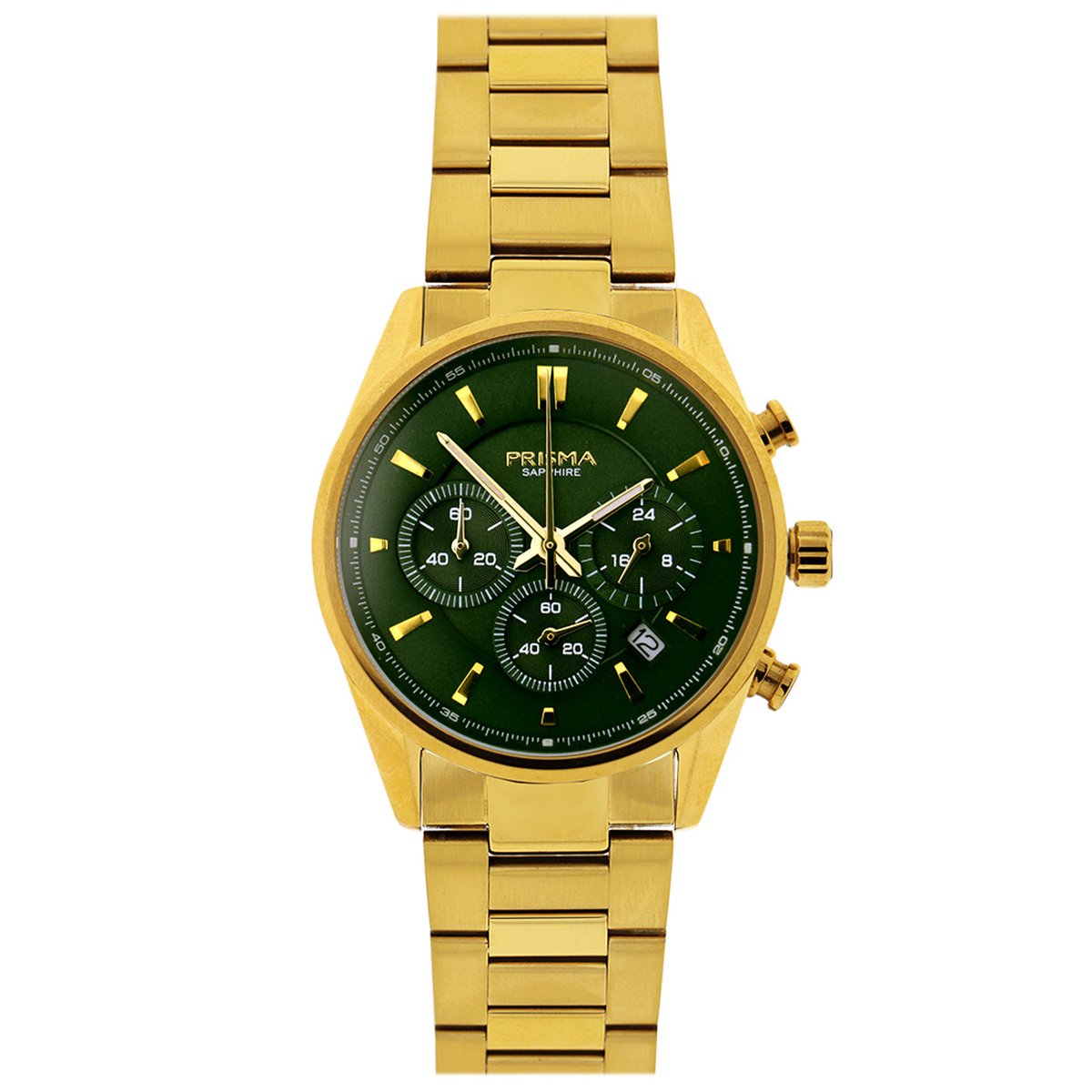 Prisma horloge P.2067 Decade Chrono groen-goud solid saffier 10atm