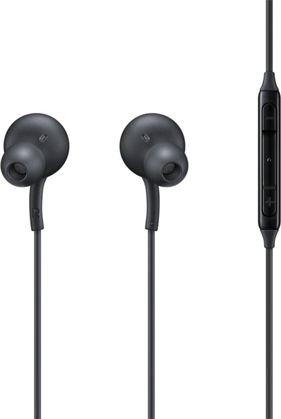 Zwarte in-ear oordopjes van AKG met inline bediening.