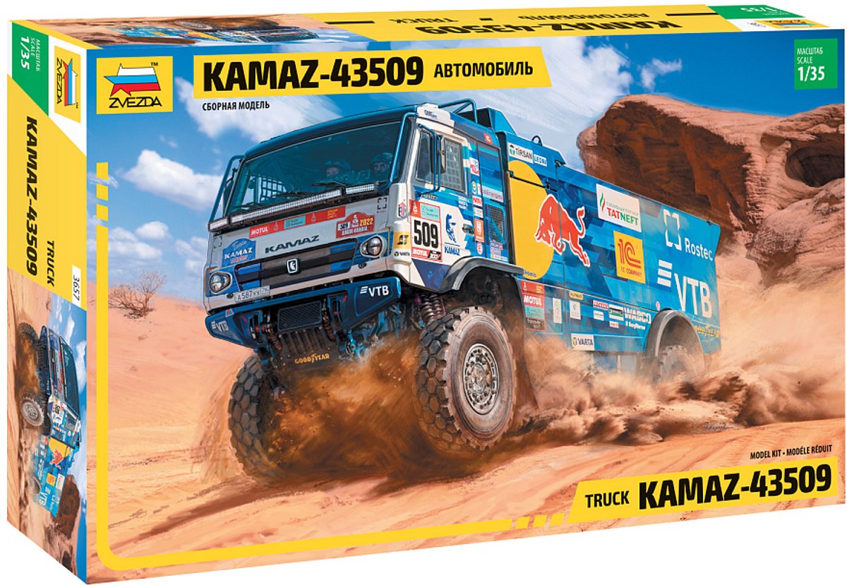 Zvezda Modelbouwpakket Militaire voertuigen - 3657 Kamaz Rallye Truck Plastic - 1:35 - Modelbouw