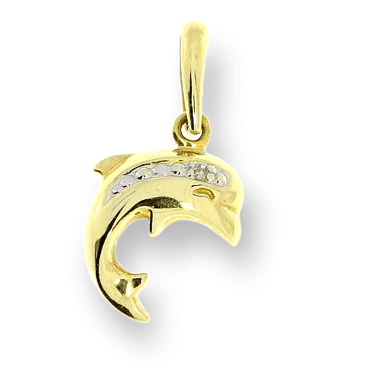 Gouden Dolfijn Hanger diamant 14 karaats