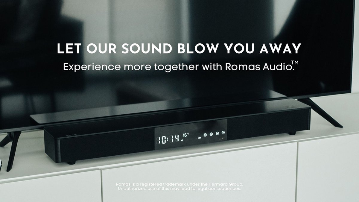 Romas® - S9N Soundbar - 4K Ultra HD Soundbar Met Ingebouwde Subwoofer Compatibel Met Alle Tvs Zwart