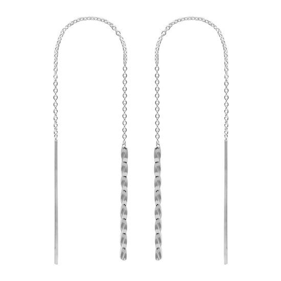 Zilveren oorbellen | Chain oorbellen | Zilveren chain oorbellen met gedraaide staafjes