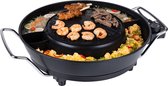 Tristar Elektrische Hotpot PZ-9131 - Chinese Fondue - Korean BBQ en Grillplaat - Inclusief fonduevorkjes, fonduenetjes en tang - Zwart