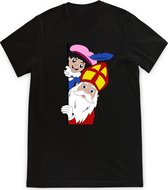 T Shirt Meisjes Jongens - Sint en Piet - Zwart - Maat 164