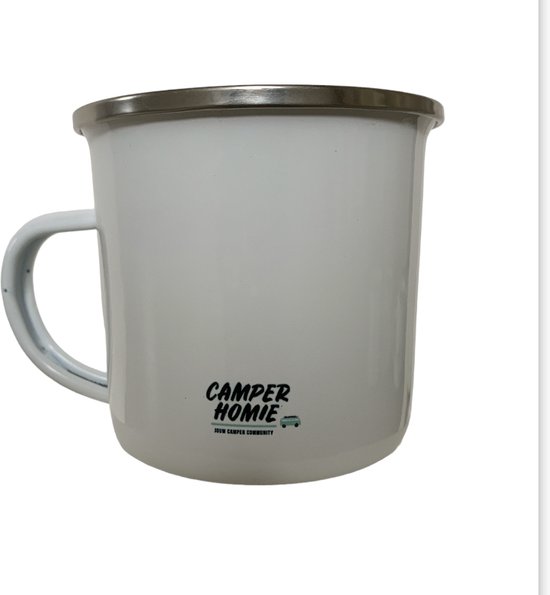 Beker - campingbeker - Oldtimer zwart wit - duurzaam - emaille beker - CamperHomie van CamperHomie — afbeelding 2