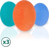 WeRelieff Stressbal voor Hand - Set van 3 Ovale Stressballen voor Kinderen & Volwassenen - Hand Trainer in Oranje Blauw Groen