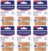 Voordeelverpakking - Hansaplast Elastiek & Waterafstotende Pleister - 1m x 6 cm - 6 stuks