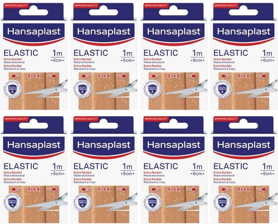 Pack discount - Hansaplast Pansement Élastique & Hydrofuge - 1m x 6 cm - 8 pièces