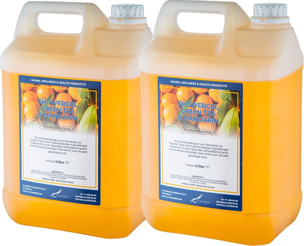 Goedkoopste Douchegel Green Tea & Mandarin 5 liter - set van 2 stuks - Showergel - Navulling