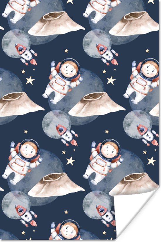 Poster Espace - Astronaute - Fusée - Garçons - Filles - Enfants - 20x30 cm
