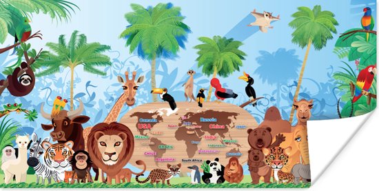 Poster Dieren - Bos - Tropisch - Jongens - Meisjes - Kind - 40x20 cm - Poster Kinderkamer