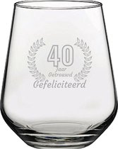Gegraveerde Drinkglas 42,5cl Gefeliciteerd 40 jaar getrouwd