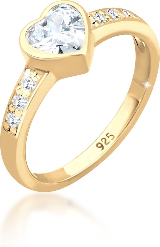 Elli Women's Lady Ring 925 Silver 1 Zirconia 52 Goud 32020153