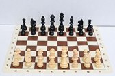 Schaakspel: Houten nummer 3 schaakstukken met siliconen opvouw schaakbord (ideaal voor op reis)