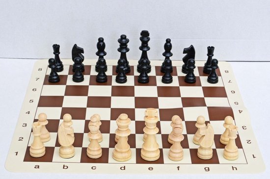 Schaakspel: nummer 3 schaakstukken met siliconen opvouw schaakbord (ideaal | bol.com