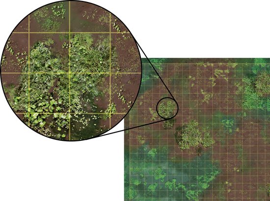 Thumbnail van een extra afbeelding van het spel Battlemap - Misty Marshes (80x80cm) 1 inch vakjes