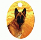 Metalen sleutelhanger - hond label - met gouden sleutelring