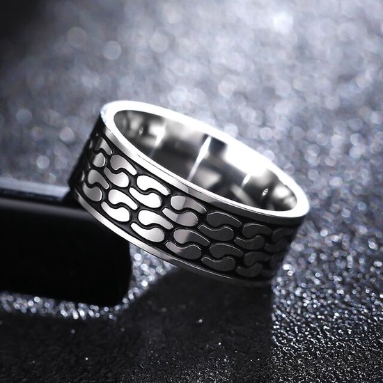 Mannen Ring | Mens Ring | Silver/Black Ring | Sieraden | Mannen Sieraden |  Ringen |... | bol.com