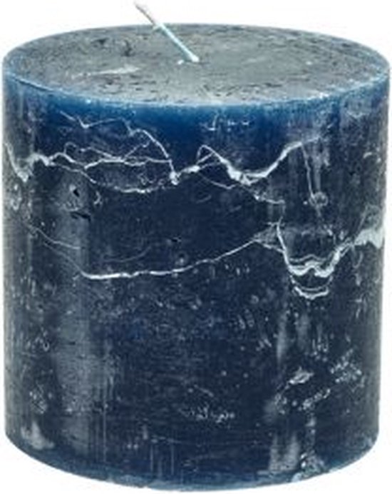 Stompkaars - donker blauw - 10x10cm - parafine - set van 3