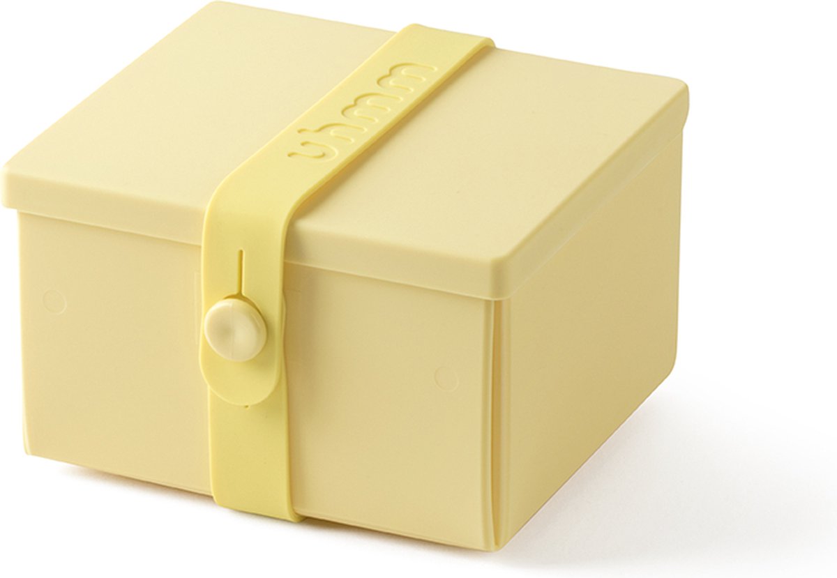 Uhmm Box 02 - Citrus Box & Strap - Lunch to Go - vierkant/square - plat uitvouwbaar/foldable flat - voedselveilig/food safe – geschikt voor vaatwasser, vriezer, magnetron/dishwasher, freezer, microwave safe - 100% recyclable – Deens/Danish Design