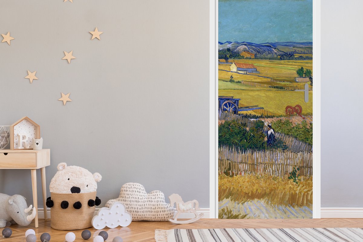 Deurposter 95x215 cm - Deursticker De oogst - Vincent van Gogh - Meubelfolie zelfklevend -