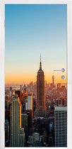 Deursticker New York - Skyline - Zonsondergang - 85x215 cm - Deurposter