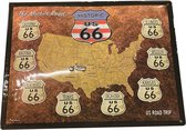 Metalen Wandbord Historic 66 Map - 30 x 40 cm Reliëf