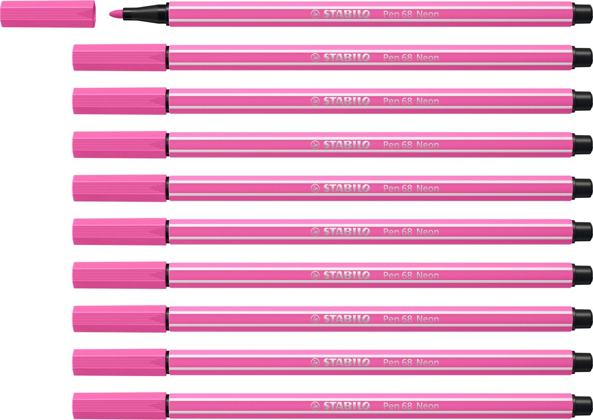 STABILO Pen 68 - Premium Viltstift - Neon Roze - Doos 10 stuks