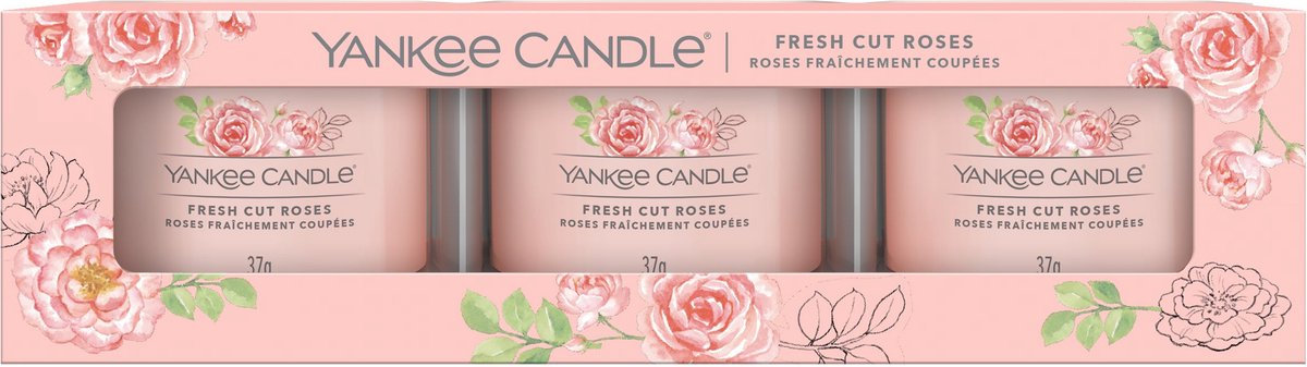 Yankee Candle - Fresh Cut Roses Signature Filled Votive 3-pack