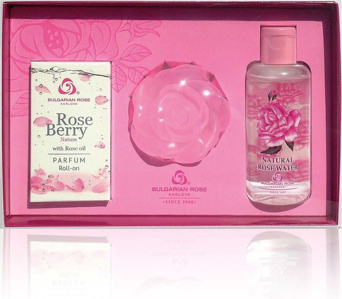 ABOUT the ROSE Gift set | Cadeauset | Proefpakket | Natural rose water + Glycerin soap + Parfum roll-on | Valentijn cadeautje voor haar | Rozen cosmetica met 100% natuurlijke Bulgaarse rozenolie en rozenwater