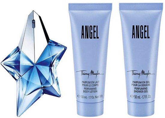 Foto: Thierry mugler angel giftset 25 ml refillable eau de parfum spray 2 x 50 ml bodylotion cadeauset voor dames