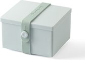 Uhmm Box 02 - Morning Mist Box & Strap - Lunch to Go - vierkant/square - plat uitvouwbaar/foldable flat - voedselveilig/food safe – geschikt vaatwasser, vriezer, magnetron/dishwasher, freezer, microwave safe - 100% recyclable –Deens/Danish Design